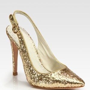 Alice + Olivia Darcy Gold Glitter Heels